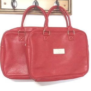 New Set of 2 Wella Professionals Equipment Bags in Red Faux Leather, 10 by 14in